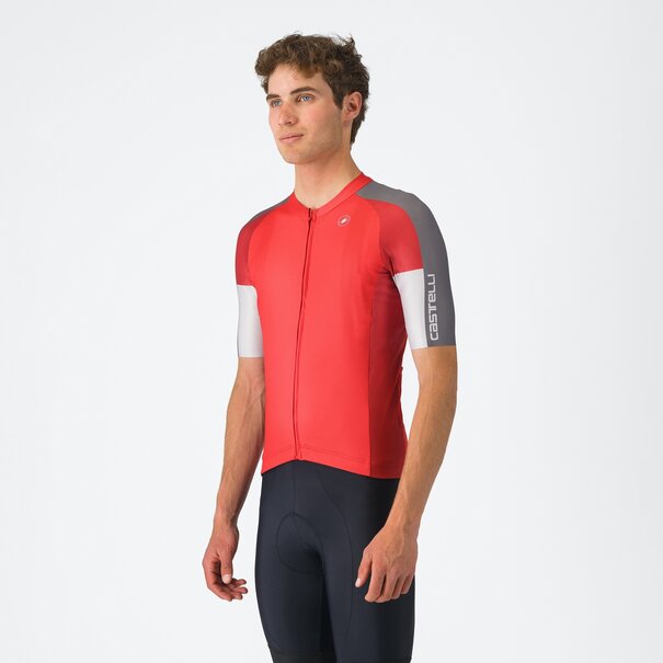 CASTELLI ENTRATA 6 JERSEY IN RED/SMOKY GRAY-SILVER GRAY