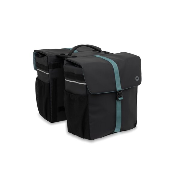 gazelle DOUBLE PANNIER MIK BLACK GREEN DUBBELE TAS