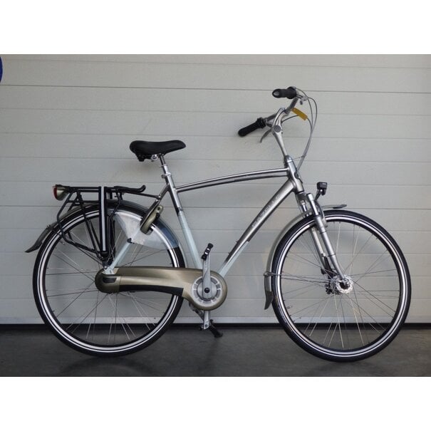 GAZELLE Gebruikte chamonix herenfiets in  57cm  zilver wit n7