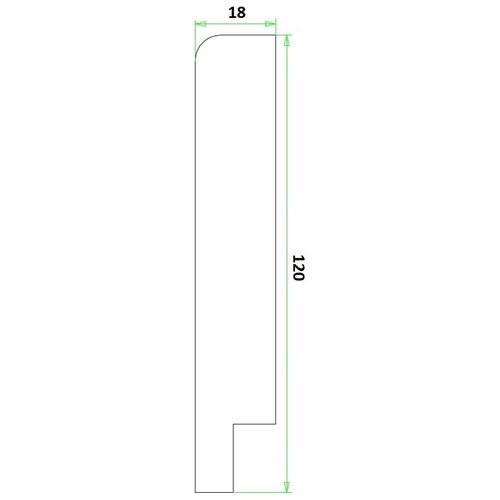 Rechte plint MDF 18x120 mm wit gegrond per m1