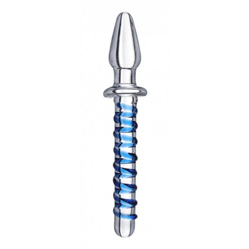 Prisms Erotic Glass Kundalini Thrusting Wand Dildo & Plug - Transparant/Blauw Prisms Erotic Glass Kundalini Thrusting Wand Dildo & Plug - Transparant/Blauw