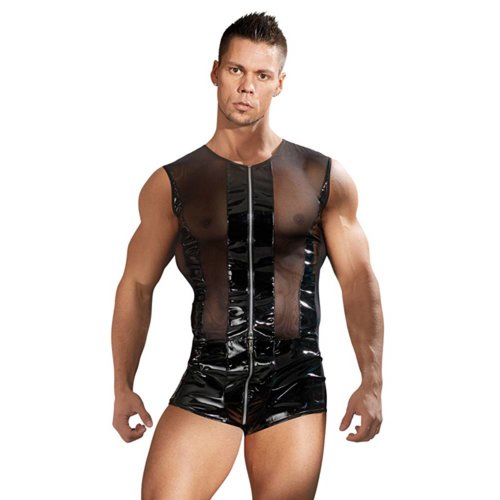 Black Level Lak Body Met Lange Rits En Netstof Gedeeltes Black Level Lak Body Met Lange Rits En Netstof Gedeeltes