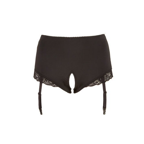 Plus Size Hoge Jarretelslip Met Open Kruis Plus Size Hoge Jarretelslip Met Open Kruis
