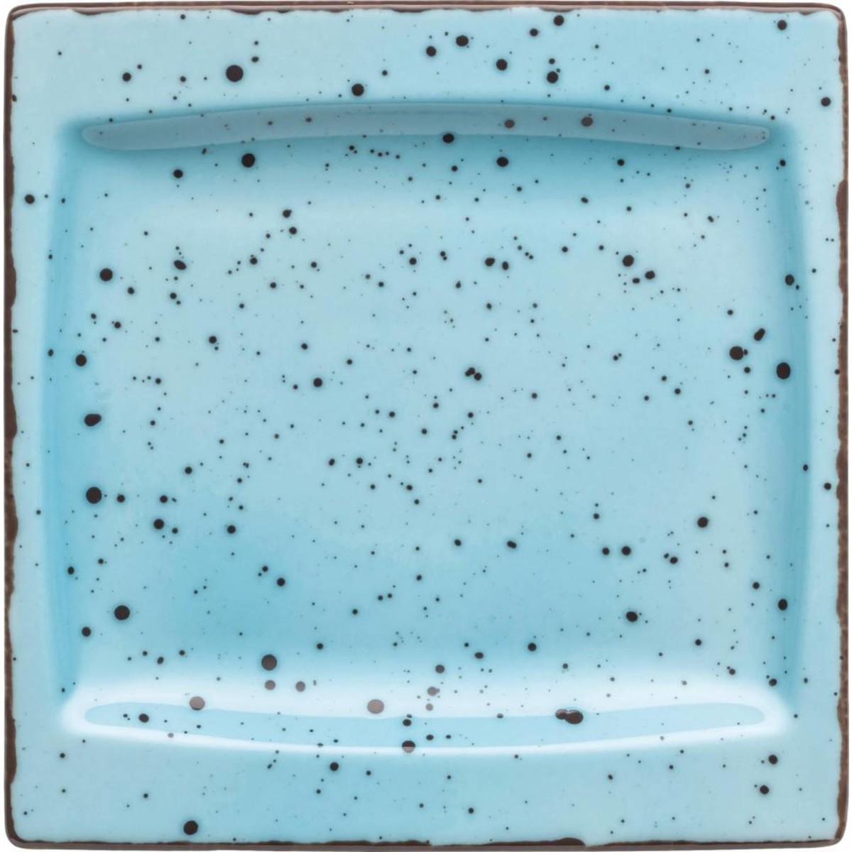 Porzellanserie "Granja" aqua Platte flach eckig, 18 x 18 cm