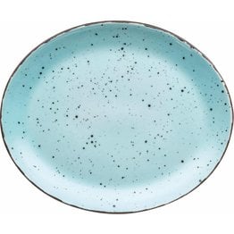 Porzellanserie "Granja" aqua Platte flach oval, 30,5 x 25,5 cm