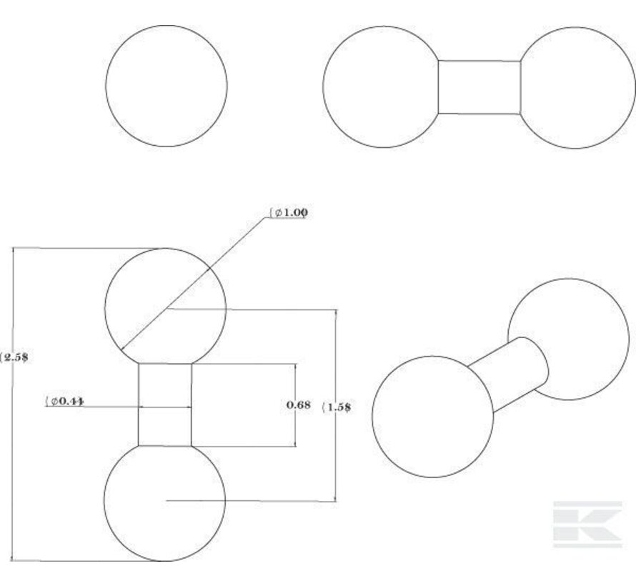 Dubbele kogel adapter RAM-B-230