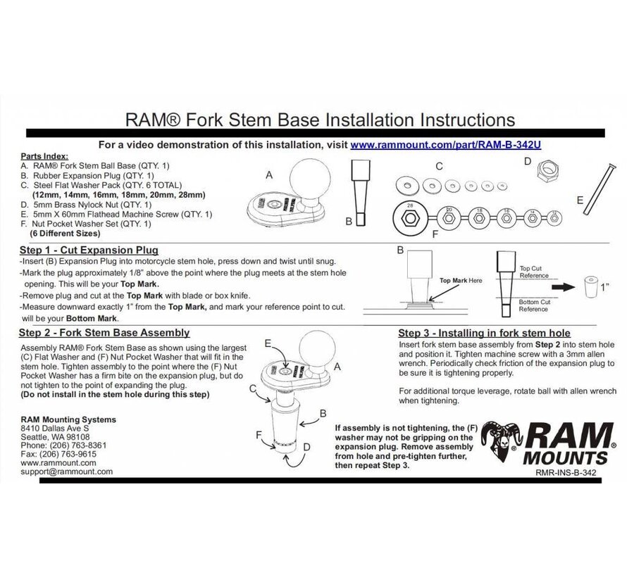 Motor balhoofdsteun RAM-B-342U