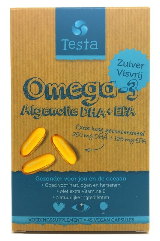 Testa Testa Omega 3 Algenöl 250mg DHA + 125mg EPA vegan (45 vegetarische Kapseln)