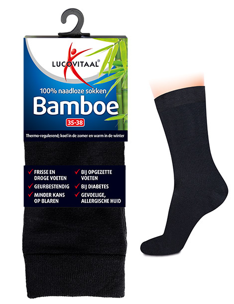 Lucovitaal Bambussocke lang schwarz 39-42 (1 Paar)