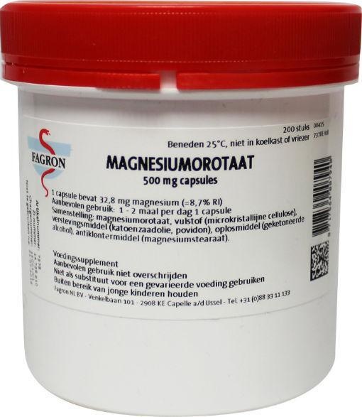 Fagron Fagron Magnesiumorotat 500 mg (200 Caps)