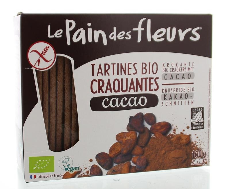 Pain Des Fleurs Knusprige Bio-Cracker mit Bio-Kakao (160 gr)