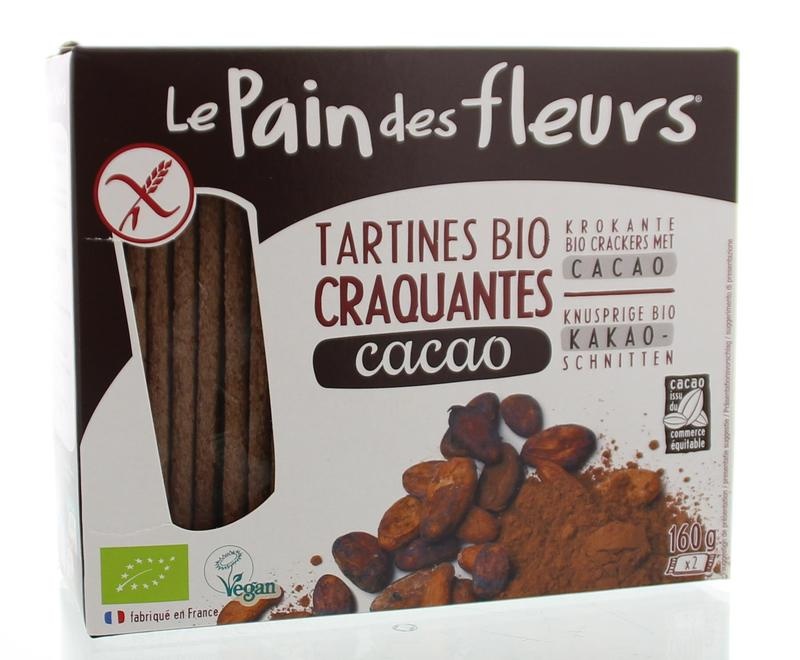 Pain Des Fleurs Pain Des Fleurs Knusprige Bio-Cracker mit Bio-Kakao (160 gr)