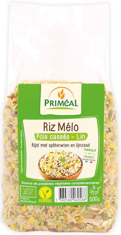 Primeal Reis mit Spalterbsen und Leinsamen bio (500 gr)
