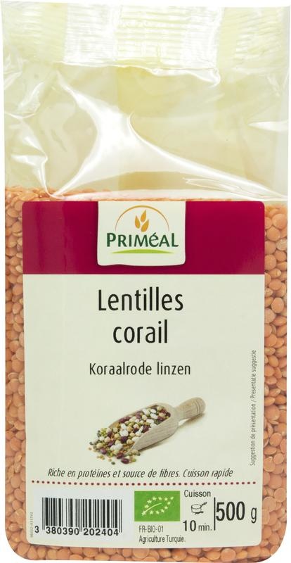 Primeal Primeal Linsen rot bio (500 gr)