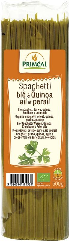 Primeal Spaghetti Weizen Quinoa Knoblauch Petersilie Bio (500 gr)