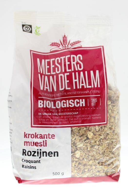 De Halm De Halm Knuspriges Müsli Rosinen bio (500 gr)