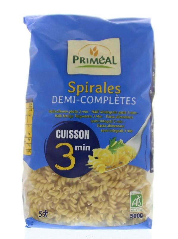 Primeal Halbvollkornspiralen Druckgaren 3 Minuten Bio (500 gr)
