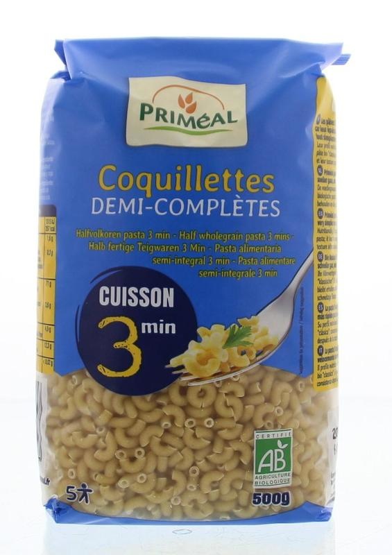 Primeal Primeal Halbvollkorn-Ellbogen Schnellkochgaren 3 Minuten Bio (500 gr)