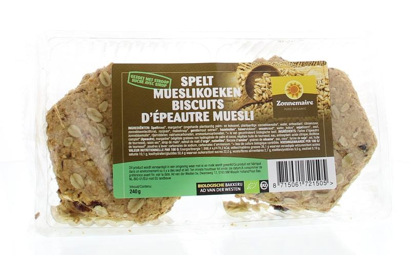 Zonnemaire Zonnemaire Dinkel-Müsli-Kekse Bio (240 gr)