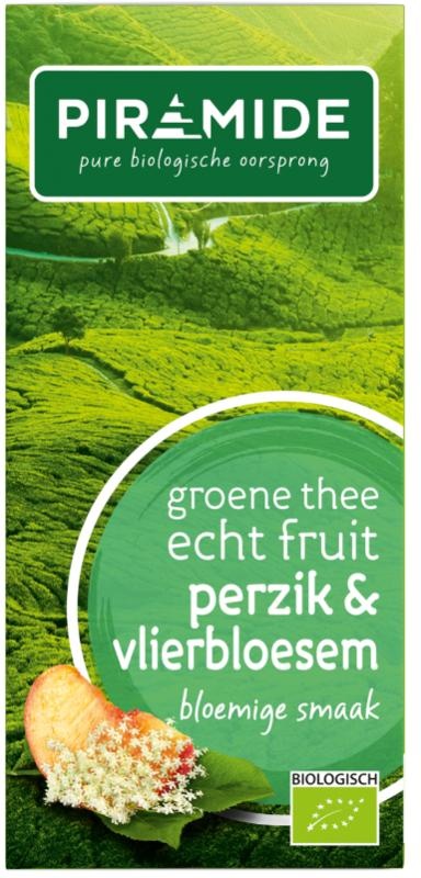 Piramide Grüner Tee Pfirsich Holunderblüten bio (20 Beutel)