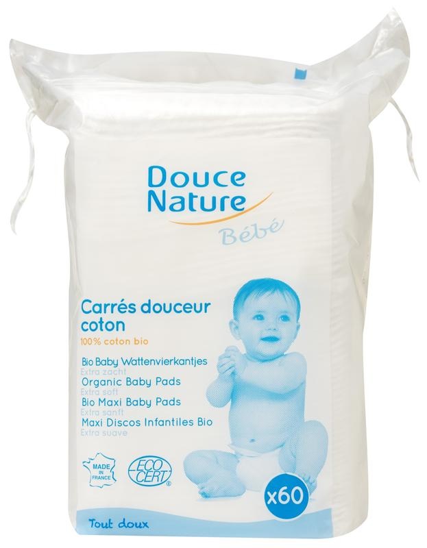 Douce Nature Quadrate aus Bio-Babybaumwolle (60 Stück)