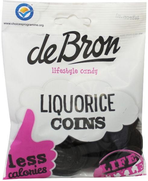 De Bron Coin Lakritz/Lakritzmünzen zuckerfrei (100 gr)