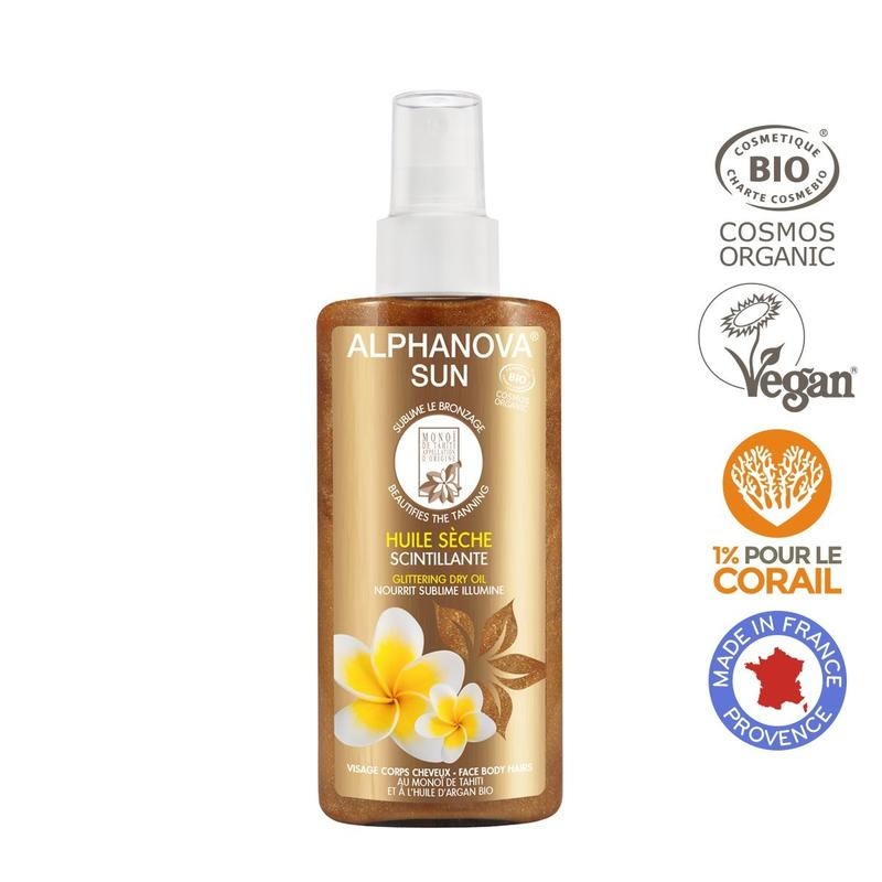 Alphanova Sun Sun veganes Trockenölspray Glitter (125 Ml)