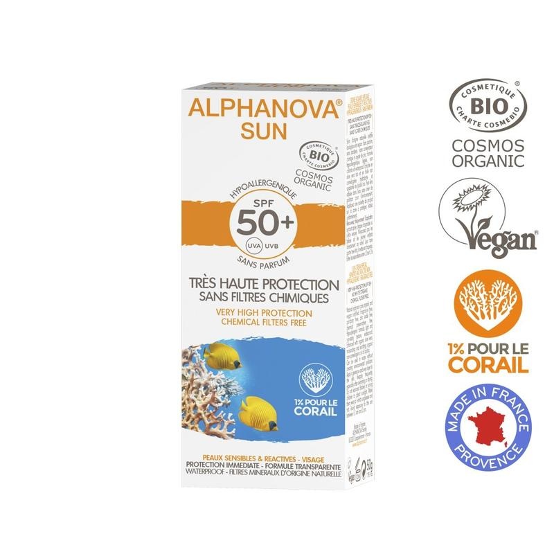 Alphanova Sun SonnenCreme SPF50 für Sonnenallergien und wasserfest (50 gr)