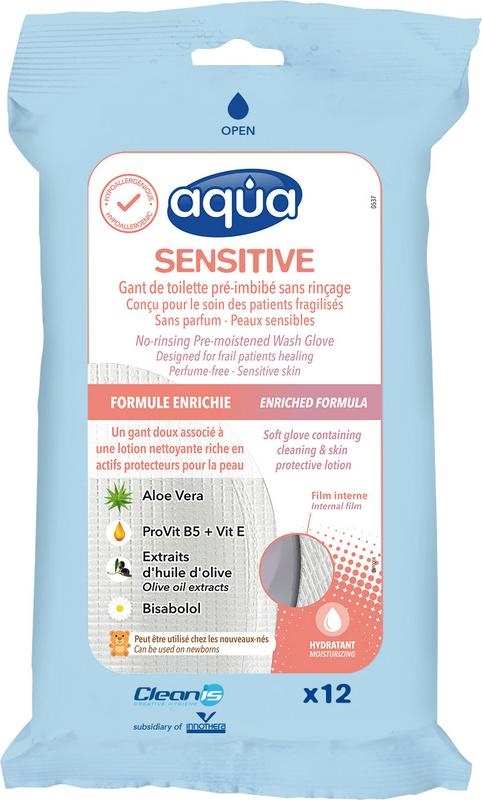 Aqua Waschlappen sensitiv (12 Stück)