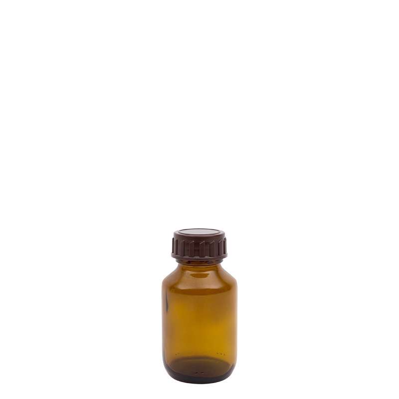 Blockland Medizinflasche mit Deckel braun 60 Ml 28 mm (33 Stück)