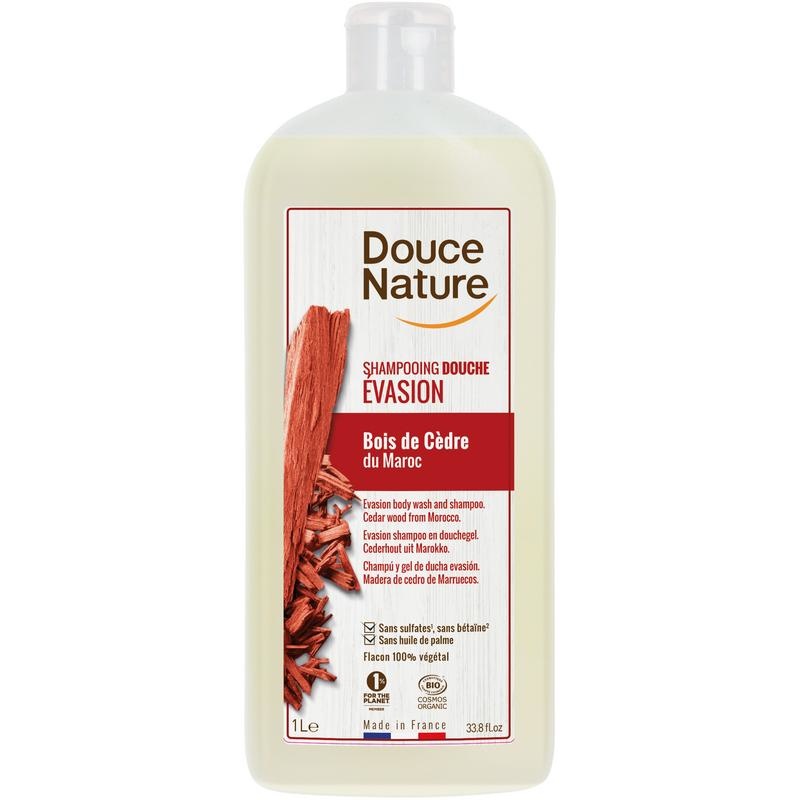 Douce Nature Duschgel & Shampoo Evasion mit Zedernholz bio (1 Liter)