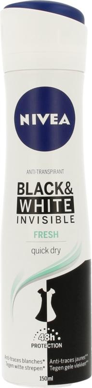 Nivea Deo Spray Invisible Black & White Fresh (150 Ml)