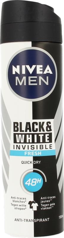Nivea Men Deo Spray Invisible Black & White Fresh (150 Ml)