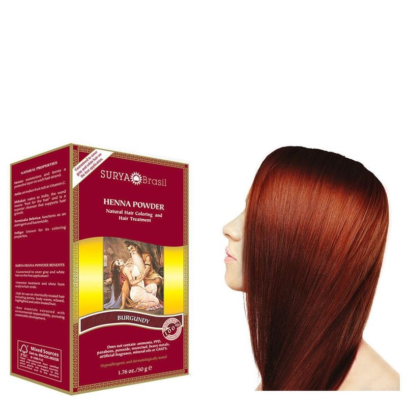 Surya Brasil Henna Haarfärbepulver Burgund (50 gr)