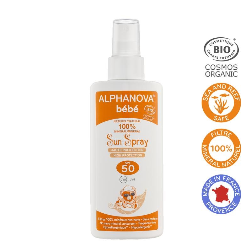 Alphanova Sun Sun Sonnenschutzspray SPF50 Baby ohne Parfüm (125 Ml)