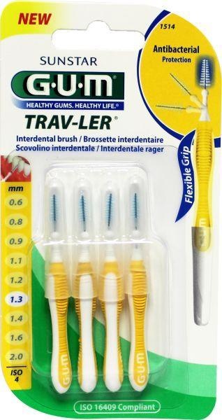 GUM GUM Travlerbürste 1,3 mm (gelb) 4 Stk 4 Stück