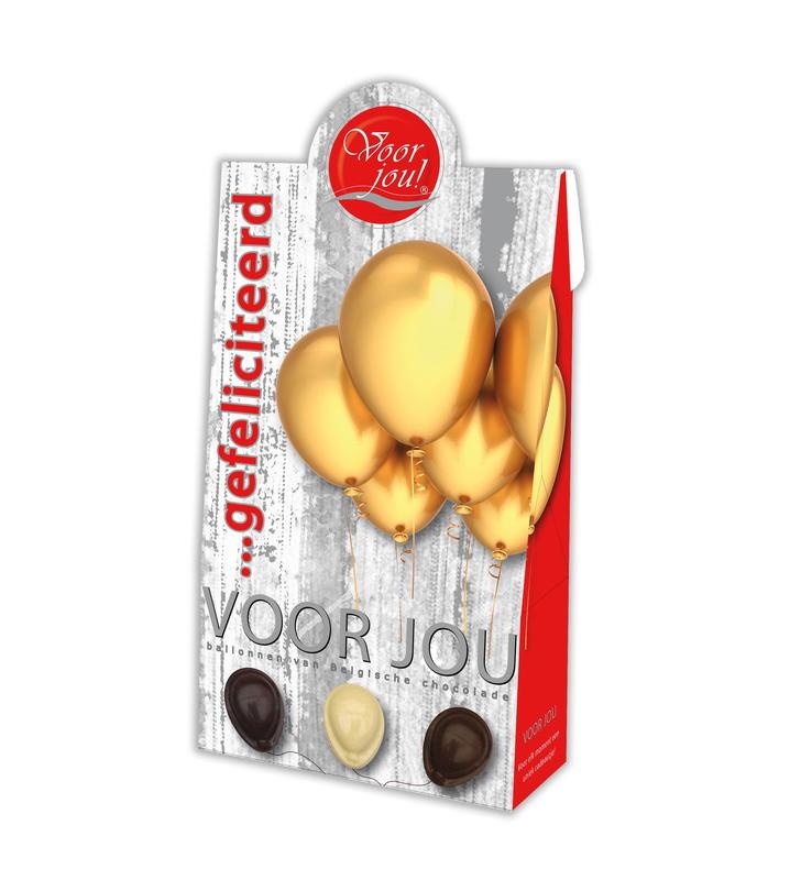 Voor Jou! Geschenkbox junge Luftballons Glückwünsche (100 gr)