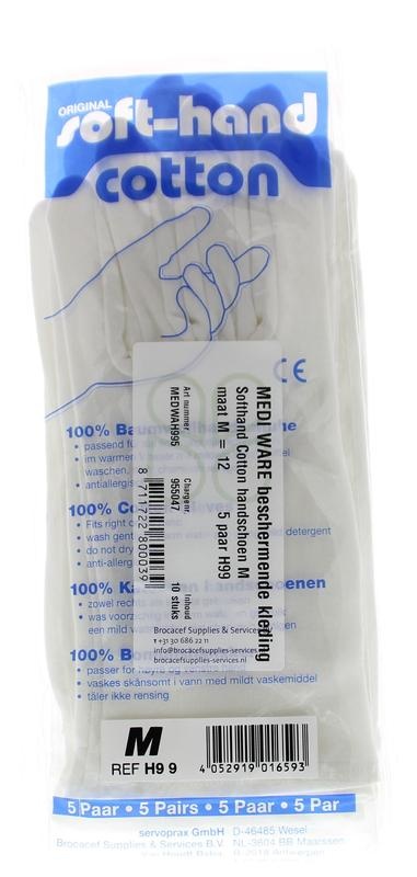 Softhand Verbandhandschuh weiche Baumwolle M 12 (5 Paar)