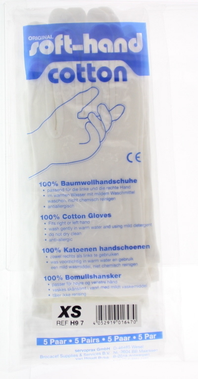 Softhand Softhand Verbandhandschuh weiche Baumwolle XS (5 Paar)