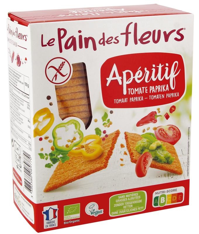 Pain Des Fleurs Pain Des Fleurs Aperitifcracker Tomate / Paprika bio (150 gr)