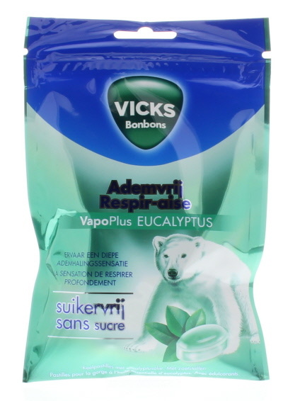 Vicks Atemfreier Eukalyptusbeutel ohne Zucker (72 gr)