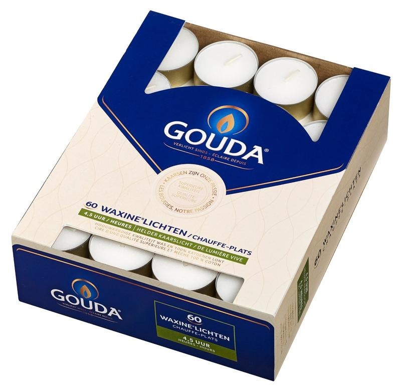 Gouda Teelicht 4,5 Stunden weiß (60 Stück)