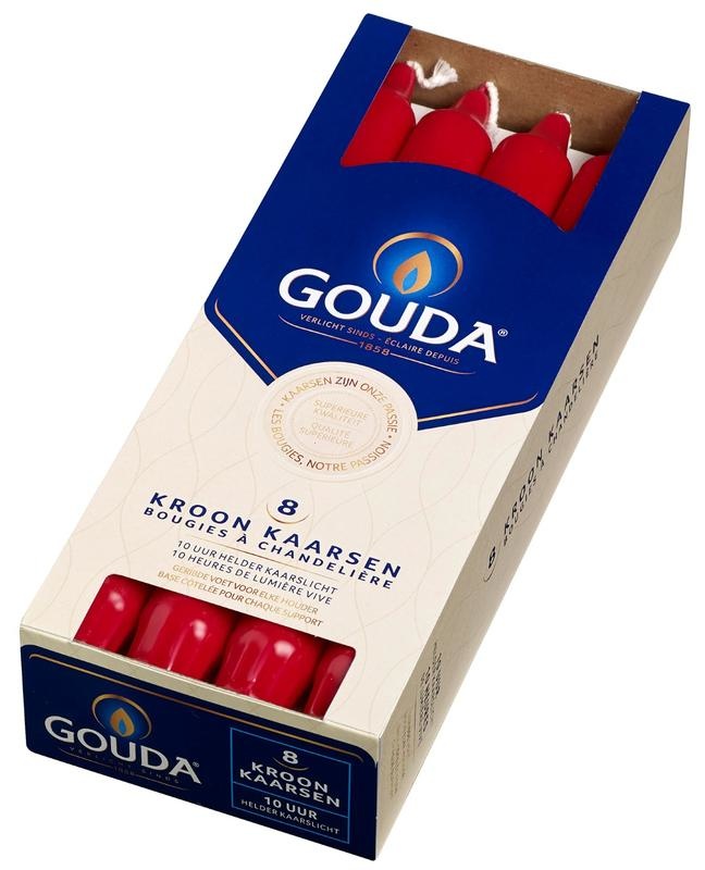 Gouda Kronenkerze rubinrot 240/24 (8 Stück)