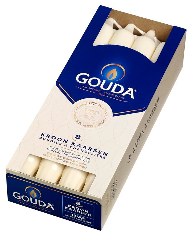 Gouda Kronenkerze elfenbein 240/24 (8 Stück)