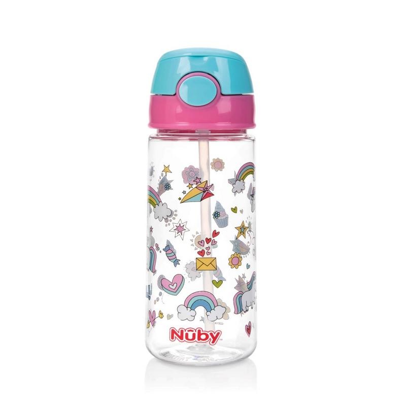 Nuby Becher weicher Strohhalm Druckknopf rosa 530 Ml aB 3 Jahre (1 Stück)
