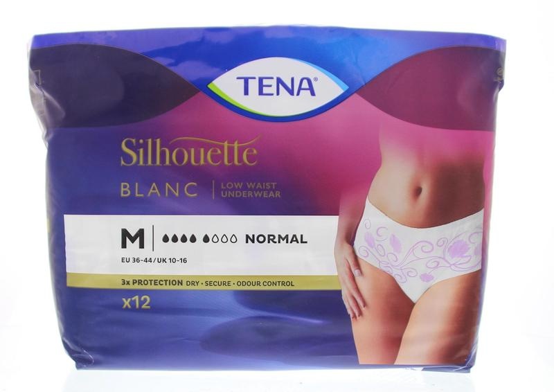 Tena Tena Silhouette weiße Unterwäsche mit niedriger Taille normal M (12 Stück)