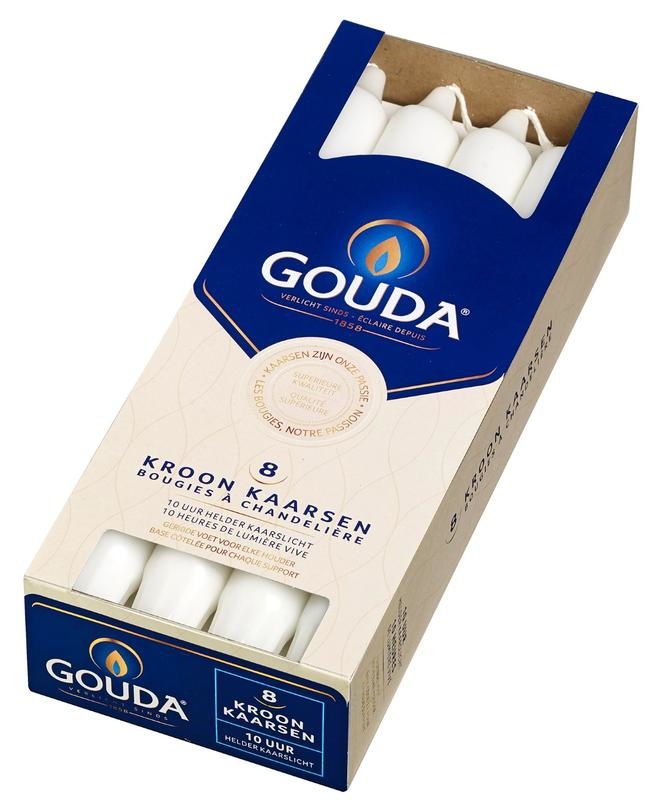 Gouda Gouda Kronenkerze weiß 240/24 (8 Stück)