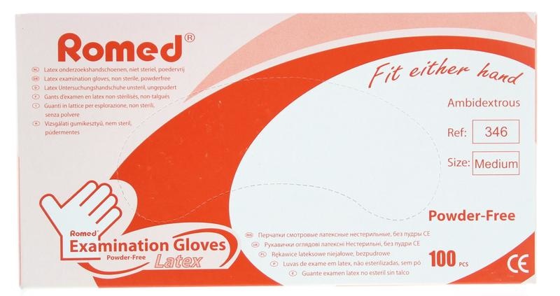 Romed Latexhandschuh unsteril puderfrei M (100 Stück)