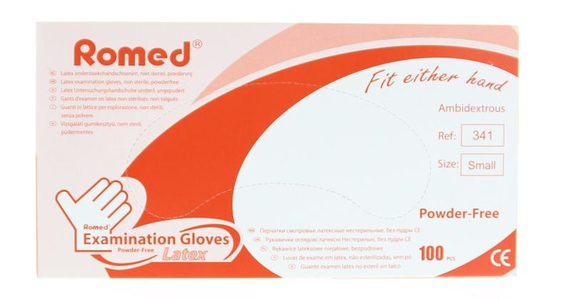 Romed Latexhandschuh unsteril puderfrei S (100 Stück)
