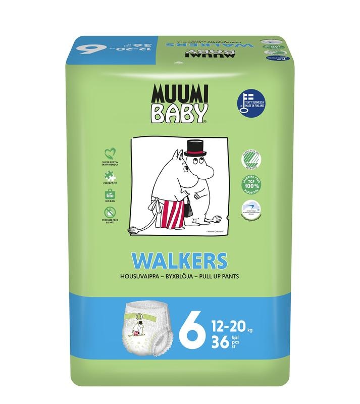 Muumi Baby Ökologische Windelhose Größe 6 Junior 12-20 kg (36 Stück)